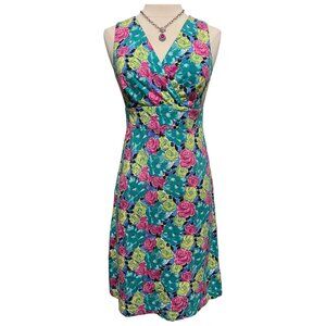 Multicolor floral knit midi dress
